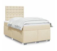 Sommier à lattes de lit avec matelas crème 120x190 cm tissu lit vidaXL