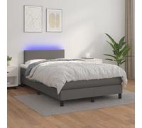 Sommier à Lattes de Lit avec Matelas et LED Rembourré Gris 120x200 cm vidaXL