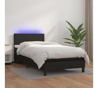 Vidaxl Sommier Tapissier Avec Matelas Et Led Noir 120x200cm Similicuir Multicolore