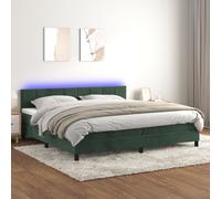 Vidaxl Sommier Tapissier Matelas Et Led Vert Foncé 120x200 Cm Velours Multicolore