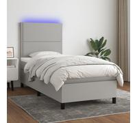 Sommier à Lattes de Lit avec Matelas et LED Rembourré Gris Clair 90x190cm vidaXL