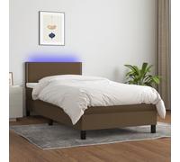 Sommier à Lattes de Lit avec Matelas et LED, Lit Rembourré, Lit Simple, Lit Adulte de Chambre à Coucher Intérieur, Moderne, Marron Foncé 80x200cm