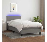 Boxspring met matras en LED stof donkergrijs 90x200 cm3132966
