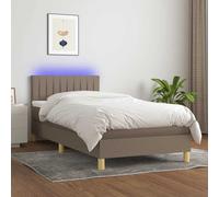 Sommier à Lattes de Lit avec Matelas et LED Rembourré Noir 90x200cm Tissu vidaXL