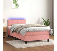 Sommier à Lattes de Lit avec Matelas et LED Rembourré Rose 80x200 cm vidaXL
