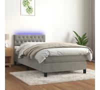 Sommier à Lattes de Lit avec Matelas et LED Rembourré Rose 90x200 cm vidaXL