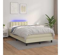 Sommier à lattes de Lit avec Matelas LED Rembourré Cappuccino 120x190 cm vidaXL