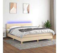 Boxspring met matras en LED stof crÃmekleurig 160x200 cm3133890