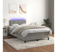 Vidaxl Sommier Tapissier Matelas Et Led Gris Clair 120x200 Cm Velours Multicolore