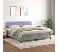 Sommier à Lattes de Lit avec Matelas LED Rembourré Gris Clair 180x200 cm vidaXL