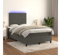 Vidaxl Sommier Tapissier Matelas Et Led Gris Foncé 120x200 Cm Velours Multicolore