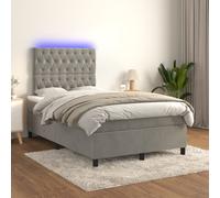 vidaXL Boxspring met matras en LED fluweel lichtgrijs 120x200 cm3136353 Gris G