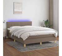 vidaXL Boxspring met matras en LED stof taupe 140x190 cm3134033 Taupe G
