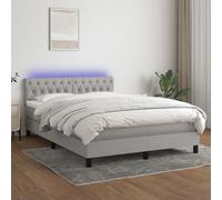 Sommier à Lattes de Lit avec Matelas LED Rembourré Noir 140x200 cm Tissu vidaXL