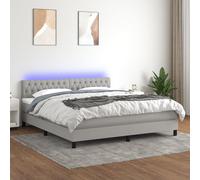 Sommier à Lattes de Lit avec Matelas LED Rembourré Noir 160x200 cm Tissu vidaXL