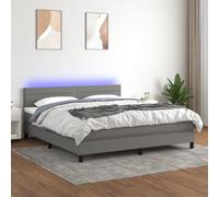 vidaXL Boxspring met matras en LED stof donkergrijs 160x200 cm3133406 Gris G