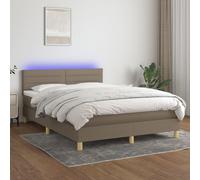 Sommier à Lattes de Lit avec Matelas LED Rembourré Taupe 140x190 cm Tissu vidaXL
