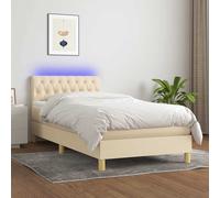 Boxspring met matras en LED stof crÃmekleurig 90x190 cm3133922