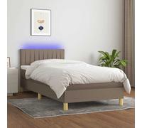 Boxspring met matras en LED stof taupe 90x190 cm3133841
