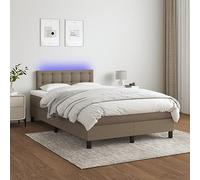 Sommier à lattes de lit avec matelas LED Taupe 120x200 cm Tissu complet avec tête de lit réglable matelas ressorts ensachés surmatelas mousse bande lumineuse colorée pour chambre à coucher