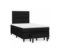 vidaXL Sommier à lattes de lit 3270378 avec matelas rembourré 120x190 cm tissu noir