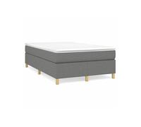 vidaXL Sommier à lattes avec matelas rembourré 3269691 Tissu gris foncé 120x190 cm