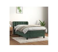 Sommier à Lattes de Lit avec Matelas, Lit Rembourré, Lit Simple, Lit Adulte de Chambre à Coucher Intérieur, Moderne, Vert Foncé 90x190 cm