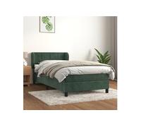 Vidaxl Lit À Sommier Tapissier Avec Matelas Vert Foncé 90x190 Cm Vert