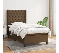 Sommier à lattes de lit avec matelas Marron foncé 80x200 cm, cadre de lit réglable, matelas ressorts ensachés, support moyen-dur, tissu respirant durable pour chambre à coucher et guest room