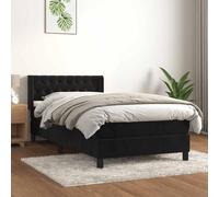 Sommier à lattes de lit avec matelas Noir 100x200 cm Velours - Bedframe met verstelbare hoofdbord, pocketvering matras en topmatras, middelharde ondersteuning, luxe fluweel, slaapkamer meubel set