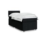 vidaXL Sommier à lattes de lit avec matelas Noir 90x190 cm Tissu Noir
