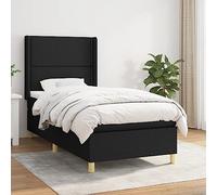 Sommier à lattes de lit avec matelas Noir 90x190 cm Tissu Adjustable Headboard, Pocket Spring Mattress, Skin-Friendly Protection - Perfect for Back and Stomach Sleepers, Bedroom Furniture Set