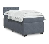 vidaXL Sommier à lattes de lit avec matelas gris foncé simple velours, lit, lit à plate-forme, lit à panneaux, meuble de chambre à coucher, canapé-lit Gris
