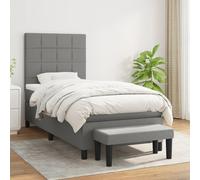 Vidaxl Lit À Sommier Tapissier Avec Matelas Gris Foncé 100x200cm Tissu Gris