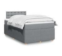 vidaXL Sommier à lattes avec matelas rembourré – tissu gris clair 120x190 cm