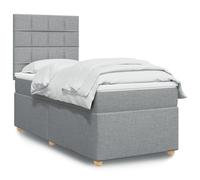 vidaXL Sommier à lattes et matelas gris clair 120 x 190 cm tissu