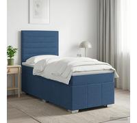 vidaXL Lit boxspring avec matelas crème 90 x 200 cm tissu – sommier à ressorts, mousse réglable