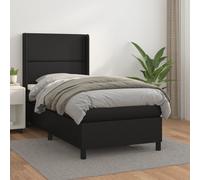 Vidaxl Lit À Sommier Tapissier Avec Matelas Noir 140x190 Cm Similicuir Noir