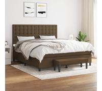 vidaXL Boxspring met matras stof donkerbruin 160x200 cm3136928 Marron G