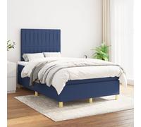 Vidaxl Lit À Sommier Tapissier Avec Matelas Bleu 120x200 Cm Tissu Bleu