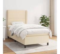 Sommier à Lattes de Lit avec Matelas, Lit Rembourré, Lit Simple, Lit Adulte de Chambre à Coucher Intérieur, Moderne, Crème 100x200 cm Tissu 3127946
