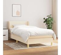Sommier à Lattes de Lit avec Matelas, Lit Rembourré, Lit Simple, Lit Adulte de Chambre à Coucher Intérieur, Moderne, Crème 100x200 cm Tissu