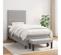 Vidaxl Lit À Sommier Tapissier Avec Matelas Gris Clair 100x200cm Tissu Gris