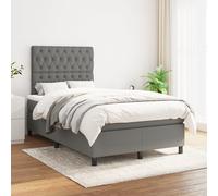 Vidaxl Lit À Sommier Tapissier Avec Matelas Gris Foncé 120x200cm Tissu Gris