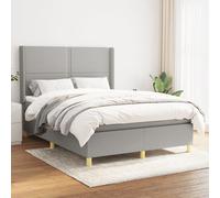 Vidaxl Lit À Sommier Tapissier Avec Matelas Gris Clair 140x190cm Tissu Gris