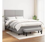 Boxspring met matras stof lichtgrijs 140x200 cm3136597