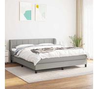 Sommier à Lattes de Lit avec Matelas Rembourré Gris Clair 160x200cm Tissu vidaXL