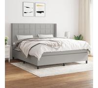 Sommier à Lattes de Lit avec Matelas, Lit Rembourré, Lit Double, Lit Adulte de Chambre à Coucher Intérieur, Moderne, Gris Clair 180x200cm Tissu