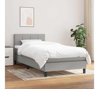 Sommier à Lattes de Lit avec Matelas Rembourré Gris Clair 90x200 cm Tissu vidaXL