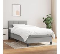 Sommier à Lattes de Lit avec Matelas Rembourré Gris Clair 90x200 cm Tissu vidaXL